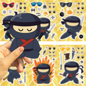 Adesivi Divertenti e Interattivi per Creare Volti di Personaggi Ninja Cartoon per Bambini, Riutilizzabili e Impermeabili, Puzzle Adesivi per Giochi Fai-da-Te e Feste - Product Image 2