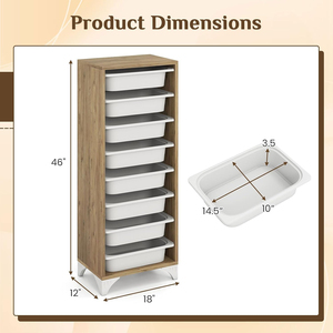 Meubles de rangement avec 8 paniers amovibles coulissants |   <span class=keywords><strong>Tour</strong></span> de rangement verticale moderne et contemporaine, coffre en bois - Product Image 3