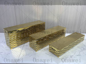 Onawei Hotel Gouden Desserttaart Afternoon Tea Presentatieplateau Set RVS Gehamerd Goud Luxe Buffet Etenstandaard - Product Image 5