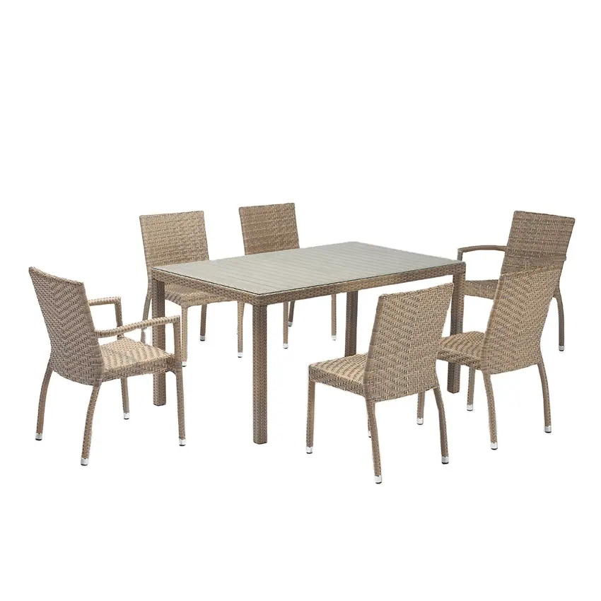 6 sitzer Großhandel Italienische Terrasse Garten Im Freien Rattan Wicker Möbel Set