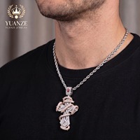 Pendentif Hip-hop de luxe en Argent S925 plaqué Or 18K, robuste, avec croix entièrement sertie, motif serpent enroulé, double couleur, motif épines, Moissanite