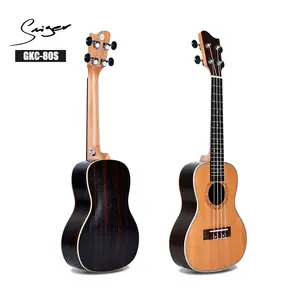 Diskon gitar Ukulele roda 4 senar dari merek Smiger Solid Cedar concerto dengan tas