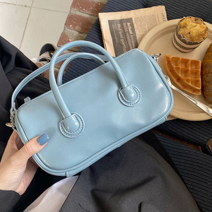 Sac bandoulière de conception coréenne, bleu brume, couleur unie, fermeture à glissière, sac à bandoulière portable pour femme, printemps 2021 - Product Image 2