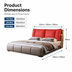 <span class=keywords><strong>Letto</strong></span> Imbottito Smart Moderno con <span class=keywords><strong>Testiera</strong></span> LED e Striscia Luminosa Ambientale, in Pelle Nappa, Lussuoso Set Camera da <span class=keywords><strong>Letto</strong></span> con Base a Molle per Letti King e Queen Size - Product Image 5