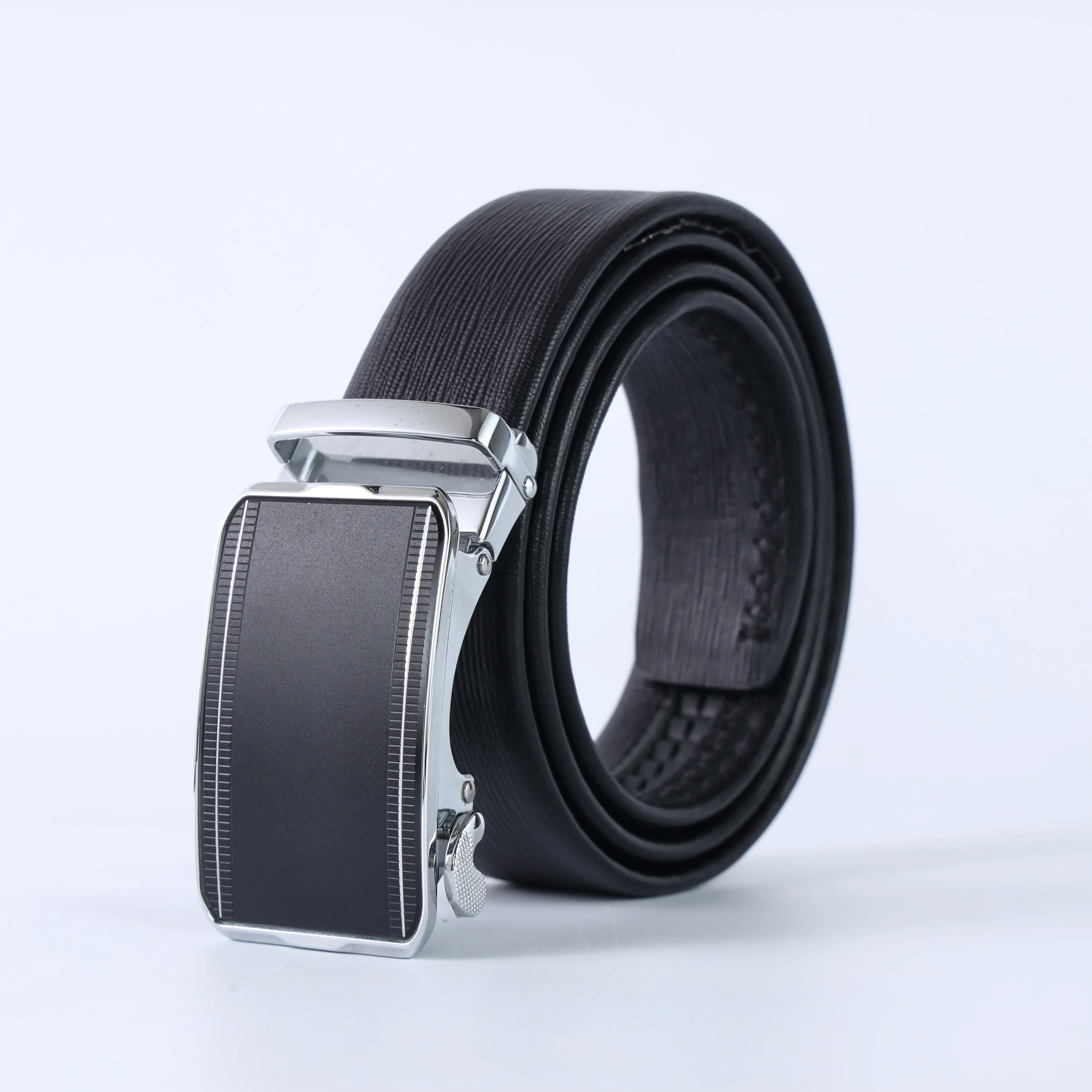 Classic Black Leather Leather Belt Automatic Metal Buckle Men's Business Belt