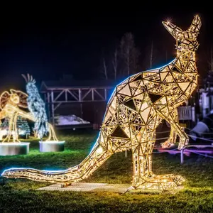 Hot Sale In Australia 3D Kangaroo Holiday Figure Light For Zoo Outdoor Motif Lighting Commercial Christmas Decoration