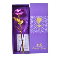 Arc-en-ciel galaxie rose 24k cristal roses fleur avec amour titulaire dans une boîte cadeau pour la saint-valentin noël