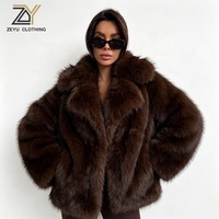 Veste en fausse fourrure épaisse et moelleuse Zeyu Premium pour femmes, grand col rabattu, marron, manteau chaud d'hiver, veste en fausse fourrure écologique pour femmes, ODM/OEM