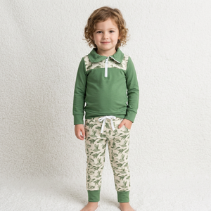 Ensemble de vêtements de chasse pour bébés garçons, pull à manches longues avec fermeture éclair, poches en forme de canards, pantalon de jogging - Product Image 1