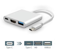 Adaptateur USB 3.1 Type-C vers USB 3.0/Type-C 3-en-1 haute performance blanc avec transfert de données multifonction pour téléphones mobiles – En stock