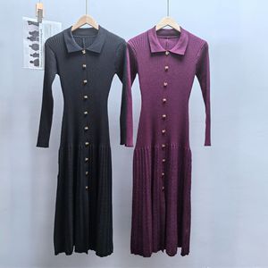 GX2031 2025年时尚女装供应商性感 Polo 长袖针织连衣裙修身休闲长裙 - Product Image 6