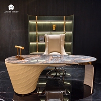 Bureau de direction de luxe moderne en marbre naturel, ensemble de mobilier de bureau de luxe avec chaise de bureau de luxe, vente en gros pour projets hôteliers