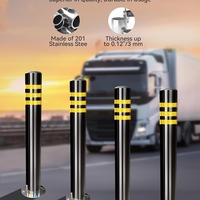 Columna Metálica de Seguridad Vial, Poste de Barrera Reflectante de Advertencia Fija, Bolardo de Acero Inoxidable para Estacionamiento