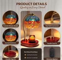 Lampe chauffe-cire avec variateur d'intensité - Chauffe-cire électrique en verre teinté, lampe turque style Tiffany pour cire parfumée