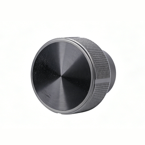 Perilla de control moleteada de acero inoxidable/aluminio mecanizada por CNC a medida, metal anodizado negro, perforación de orificio cuadrado para equipos rotatorios - Product Image 1