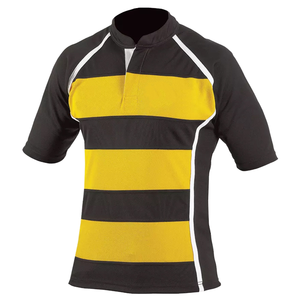 Maillot de football personnalisé en gros, rayures bleues et blanches classiques, séchage rapide, entièrement sublimé, logo en silicone brodé, tenue d'équipe - Product Image 1
