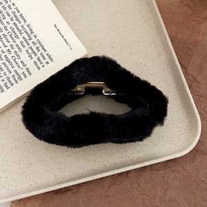 大尺寸发爪夹云方形保暖毛圈通道毛圈发夹配件毛绒植绒面料毛圈夹 - Product Image 2