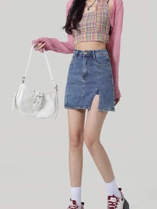 กระโปรงยีนส์ทรงเอเอวสูงสำหรับผู้หญิง ฤดูร้อน ปี 2026 สไตล์ลำลอง ความยาวปานกลาง แบบกางเกงขาสั้น - Product Image 3