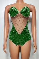 Justaucorps de danse sexy à paillettes et strass, combinaison de scène scintillante pour fête d'anniversaire et club
