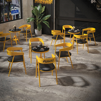 Ensemble de chaises et tabourets en fer industriel vintage personnalisés, cuir souple pour bar, café, restaurant, loft - Mobilier commercial rétro