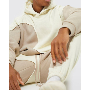 Bộ Quần Áo Nỉ Và Áo Hoodie Dáng Rộng Cho Nam, Bộ Đồ Thể Thao 2 Mảnh Lông Cừu Dày Chặn Màu Theo Yêu Cầu - Product Image 4