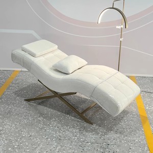 Hot Selling Custom Modern Simple Luxury Beauty Salon Furniture Berber Fleece Curved Spa Facial Eyelash <b>Bed</b> for Beauty Salon Spa - Product Image 2