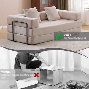 Foldable Modular Floor Sofa Bed, Free <b>Combination</b> Convertible Fleece Fabric Leisure Couch for Living Room Bedroom Apartment - Product Image 5