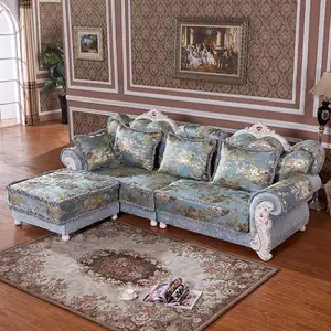 欧洲皇家刺绣花卉客厅沙发可拆卸可洗面料2/3/4座实木沙发