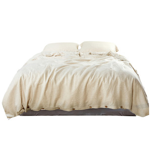 Japanese Style Bamboo Linen <b>Bedding</b> Set 2.0m Breathable Four Piece Solid Color Home Textile - Product Image 3