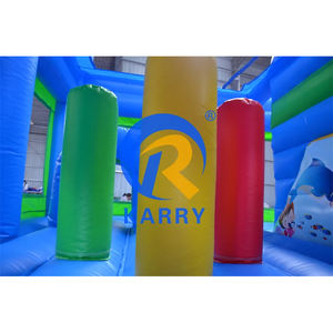 Castillo Inflable Comercial de PVC con Tobogán y Piscina, Diseño de Mundo Submarino Azul, Precio de Fábrica - Product Image 4