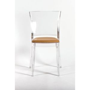 Sedia da soggiorno trasparente Lucienne con cuscino in ecopelle Sienna NUBUCK e comodo Design imbottito - Product Image 1