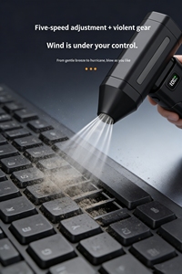 Soffiatore d'Aria Industriale per Pulizia Schermi, Tastiere e PC, Senza Fili, con Motore a Spazzole, Ventola Turbo, Velocità Regolabile Infinitamente, Design Quadrato in ABS - Product Image 5