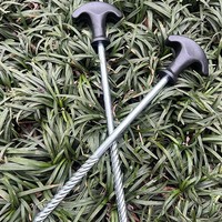 Pasak Tanah Berulir Bentuk T untuk Berkemah di Luar Ruangan, Tahan Angin, 21 cm, Gagang Besi Plastik, Paku yang Dikencangkan dengan Tangan HR-0105