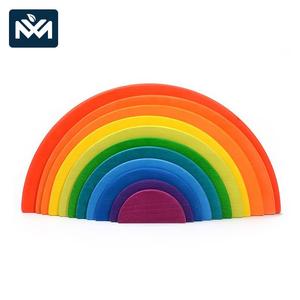 6 pz 1:8 in legno blocchi arcobaleno educativi Montessori giocattolo Set per bambini <span class=keywords><strong>Puzzle</strong></span> e impilamento blocchi di legno - Product Image 5