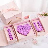 Fleur de décoration de luxe en gros, fleur éternelle, cadeau « Je t'aime », coffret de roses préservées comme fleur de décoration