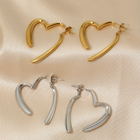 Boucles d'oreilles clous cœur réversibles double face Gaovo Niche Design, plaqué or 18 carats, acier inoxydable poli, nouveauté unique