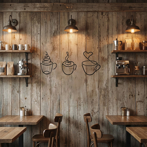 Conjunto de 3 Peças de Arte Deco: Caneca de Café, Arte de Parede em Metal, Decoração Suspensa em Arame, Acessórios para Cozinha, Sala de Jantar, Loja, Casa e Escritório com Tema de Café - Product Image 4