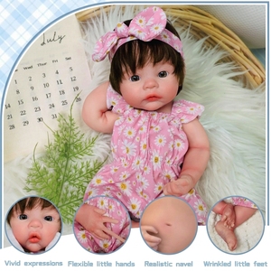 Poupées Reborn en <span class=keywords><strong>vinyle</strong></span>, corps entier, 18 pouces, réalistes, nouveau-né, prématuré, cheveux raides, jouet doux, cadeau pour enfants de 3 ans et plus - Product Image 3