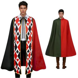 Cape de cosplay sur le thème du poker pour Halloween, motif losanges noirs avec imprimés cœurs et piques, idéale pour les costumes de fête Comic Con - Product Image 4