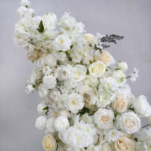 Nouveau design de fleurs artificielles personnalisées Arche de mariage Arrangement de fleurs blanches Toile de fond en acrylique avec fleurs Toile de fond de mariage - Product Image 5