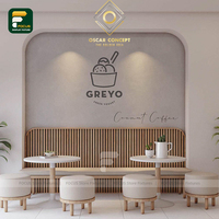 Comptoir à café, kiosque à boissons personnalisé, écologique, robuste, avec écran LED, mobilier de vente au détail minimaliste, bar à thé au lait, intérieur de café