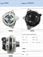 Alternateur de voiture pour Toyota Land Cruiser 200 4.7 2007-2012 2706050400 et Toyota Sequoia 4.7L 2003-2007 270600Y350