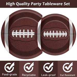 Ensemble de vaisselle sur le thème du football américain, pour anniversaire, Super Bowl, fête de rugby, fournitures pour fête d'enfants et d'adultes, pack d'assiettes en papier - Product Image 3