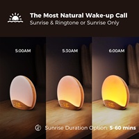 Réveil intelligent HiFiD à effet bois avec simulation d'aube, 26 sons de bruit blanc, veilleuse à 8 couleurs, machine à sons pour l'aide au sommeil à intensité réglable pour la maison