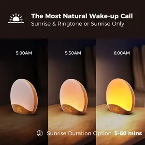 Hi-FiD White Noise Machine Sleep Aid Wood Grain Sunrise Alarm Clock And Sound Machine Nightlight