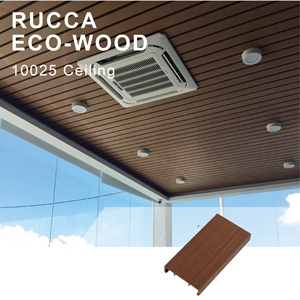 Foshan para Rucca Modern WPC Panel de azulejos de techo de madera 100*25mm PVC decoración Interior Guangdong techo de madera moderno con tira S - Product Image 3