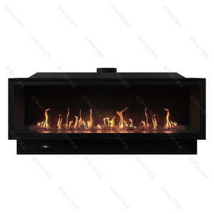 Caminetto <span class=keywords><strong>a</strong></span> <span class=keywords><strong>Gas</strong></span> di Lusso CRUISE 1828x380x720mm con Fiamma Singola da 72 Pollici, Supporto TV da 60 Pollici, <span class=keywords><strong>Inserto</strong></span> in Vetro - Product Image 2