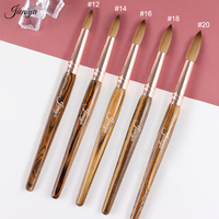 Pinceaux à ongles en poils de Kolinsky 100% purs avec manche en bois, logo personnalisé, pour poudre acrylique, gel UV, vernis à ongles, pinceaux acryliques
