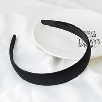 Serre-têtes en plastique recouverts de gros-grain noir de 1,5 cm, 2,5 cm, 3 cm, 4 cm pour accessoires capillaires faits main DIY, bases de cheveux unies, cerceaux à cheveux