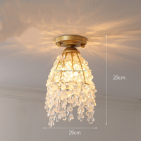 Lampu Plafon LED Besi dengan Kap Kristal Motif Bunga Gaya Prancis Abad Pertengahan untuk Pintu Masuk & Lorong